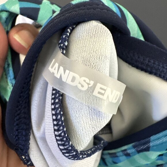 Lands' End Women's 16 Tankini Swim Top Blue Tropical EUC - Picture 6 of 9